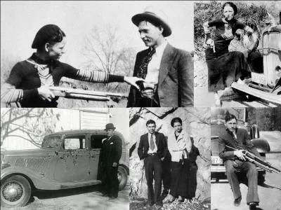 C'est un couple uni pour le malheur… et le pire. Il a fallu, au moins, cent cinquante tirs pour les éliminer. Ils ont commis quelques de braquage, de meurtres… De nombreux artistes ont chanté leurs « exploits » ! 

Quel est-il (réponse 1 ou 2) ?
Quelle est-elle (réponse 3 ou 4) ?