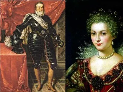 Lui, il en fait sa « presque reine », il attend son divorce que le pape doit autoriser pour l'épouser, Il a déjà eu trois enfants d'elle. Elle, elle fait partie des « sept péchés mortels ». Egalement, elle est surnommée la « duchesse d'ordure » et de « putain à chien » ! La mort de cette « presque reine » réglera le problème.

Qui est cet homme (réponse 1 ou 2) ?
Qui est la femme (réponse 3 ou 4)