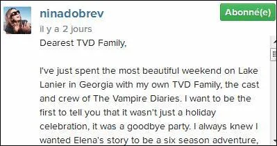 En début d'année, elle annonce qu'elle quitte "The Vampire Diaries", pourquoi ?