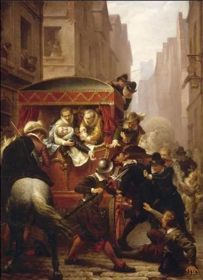 Le 14 mai 1610, Henri IV meurt poignardé rue de la Ferronnerie à Paris.
Quelle est l'identité du catholique fanatique qui a commis ce régicide ?