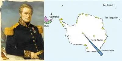 Je suis féru d'astronomie, de biologie Egalement, je suis polyglotte. De 1822 à 1829, à bord de l'Astrolabe, j'explore les côtes de Tahiti, des îles Malouines Egalement, j'explore les mers autour de l'Antarctique. Je ne suis pas mort en mer, mais, dans un « vulgaire » accident ferroviaire à Versailles.
M'avez-vous reconnu ?