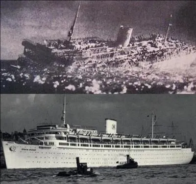 Ce navire a été un navire de croisière. Pour son dernier voyage, il semble qu'il transportait 10 500 personnes, il était prévu pour accueillir 1500 personnes maximum. Son naufrage provoquera une des pires, voir la pire catastrophe maritime de l'histoire.
Quel est ce navire ?