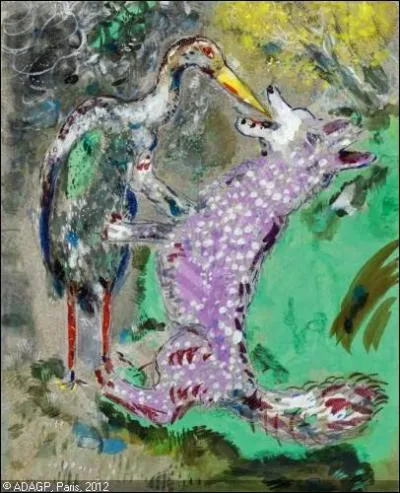 Lequel de ces peintres a réalisé cette illustration de la fable de La Fontaine "Le loup et la cigogne" ?