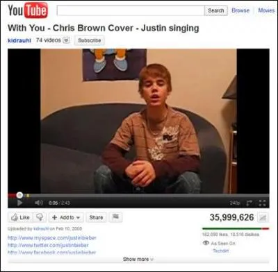 Quand Justin Bieber a-t-il été découvert ?