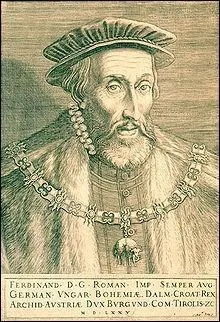 En 1556, Charles Quint abdique en tant que souverain des pays bourguignons et en tant que roi d'Espagne, en faveur de son fils Philippe II. En faveur de qui laisse-t-il la couronne d'Empereur et de roi des Romains ?