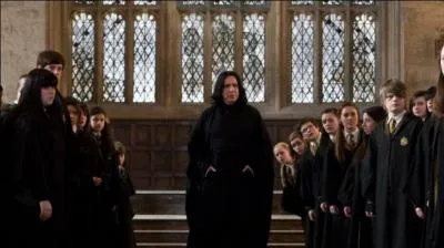 "Vous vous demandez sans doute pourquoi je vous ai convoqué à cette heure tardive. J'ai eu connaissance qu'un peu plus tôt dans la soirée, Harry Potter a été vu à Pré-au-Lard. Alors, toute personne, élève ou enseignant, s'avisant de donner de l'aide à Mr. Potter, se verrait infliger une punition à la hauteur de la gravité de sa transgression. D'autre part, toute personne ayant connaissance ...