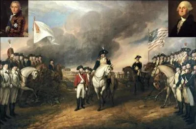 28 navires français assurent le blocus d'une ville. 8 845 insurgés, 4 800 volontaires et 6 000 soldats d'un corps expéditionnaire sont opposés à 7 500 soldats ennemis. La victoire des insurgés et de leurs alliés mettra fin à un conflit hors d'Europe et confirmera l'existence d'un nouveau pays.

Quelle est cette bataille (réponse 1 ou 2) ?
Quel est le vainqueur de cette bataille (réponse 3 ou 4) ?