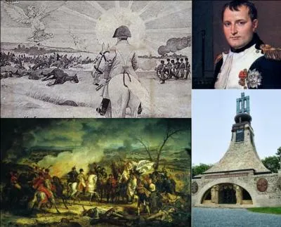 Cette bataille semble être la seule bataille où Napoléon ait pu choisir le terrain, y amener l'ennemi et lui imposer son plan. C'est aussi, un chef d'uvre en matière de stratégie. Elle est aussi connue sous un nom regroupant les titres de 3 personnes. Cette bataille s'est déroulée dans la République tchèque.

Quelle est cette bataille (réponse 1 ou 2) ?
Quel est le vainqueur (réponse 3 ou 4) ?