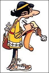 Anglaigus. "Comme je suis un brillant architecte romain, César m'a confié un projet : bâtir près du village d'Astérix des habitations pour les Romains."