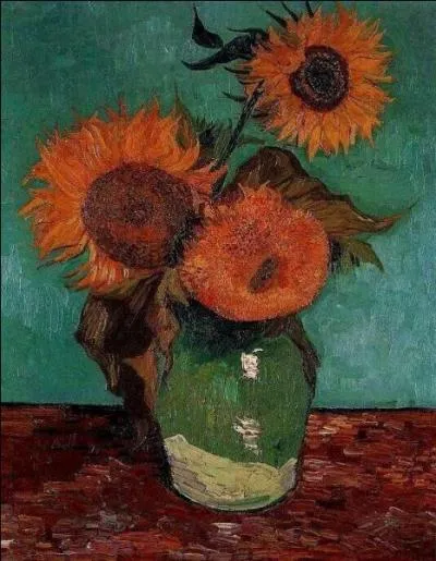 Qui a peint ce tableau intitulé "Vase avec trois TOURnesols", faisant partie d'une série de sept natures mortes ?