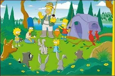 La famille Simpson a décidé de partir camper, tous les cinq, au milieu de la forêt. Mais comment s'appellent les trois enfants de la famille ?