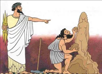 Que fabrique-t-il dans de l'argile, sur l'ordre de Zeus qui voulait se venger des hommes pour le vol du feu par Prométhée ?