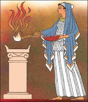 La déesse grecque Hestia protège le foyer domestique et celui de la cité.