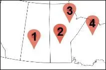 Le bassin du Nelson, qui tire son nom du fleuve qui est à son origine, s'étend sur le Manitoba, la Saskatchewan, l'Alberta et l'Ontario. Mais lequel de ces pions n'est pas sur ce bassin ?