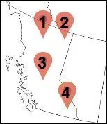 Par quel pion est représentée la région géologique dite du plateau intérieur, spécifique à la Colombie-Britannique ?