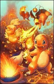 Cochez la liste des attaques de type Feu qui sont bien rangés de la moins forte à la plus forte :