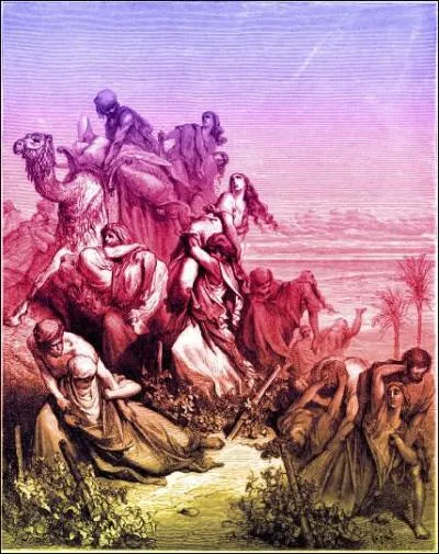 Douze mille soldats israélites, pendant le massacre à Jabès en Galaad, trouvèrent 400 vierges, elles seront emmenées dans le camp de Solo pour y être violées par les fils d'un grand personnage biblique : qui est-il ?