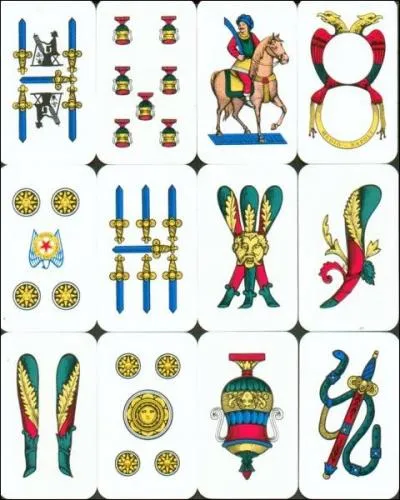 Le jeu de carte espagnol est certainement celui le plus &eacute;loign&eacute; du paquet fran&ccedil;ais.Pas le m&ecirc;me nombre de cartes. Des enseignes diff&eacute;rentes du coeur ou du pique comme la coupe ou le denier. Pas de chiffre ou de lettres sur les cartes.M&ecirc;me les figures sont diff&eacute;rentes. Le cavalier vient remplacer une figure classique dans un jeu traditionnel. Laquelle ?