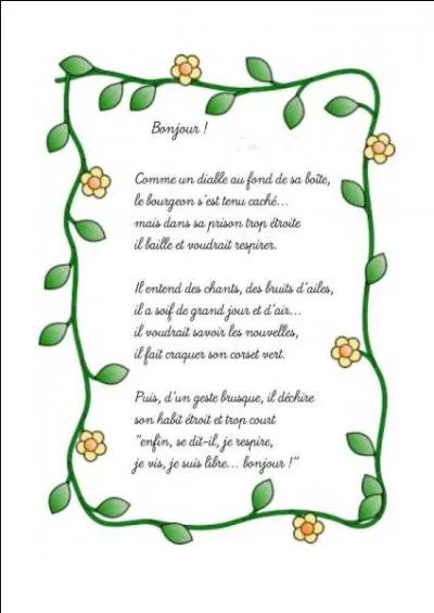 Qui a écrit le poème "Bonjour" ?