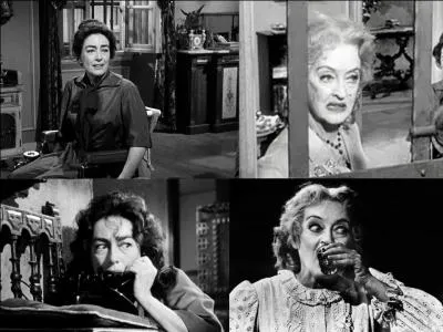 C'est un film dramatique américain de 1962, il a été réalisé par Robert Aldrich.
Joan Crawford, Bette Davis, Victor Buono, Wesley Addy font partie de la distribution. 
Une sur, ancienne star enfant du muet, devenue folle, séquestre et maltraite sa sur, autre star de cinéma devenue handicapée dans un accident provoqué par elle ! 
Quel est ce film ?