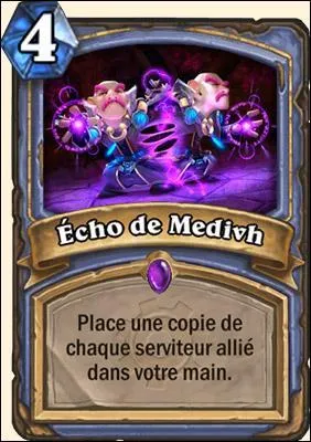 Vous avez 10 de mana. Votre adversaire à 8 points de vie et n'a aucun serviteur sur le bord. Vous êtes un mage. A votre tour de jouer. Dans votre main, vous avez 4 cartes : Un "Sanglier", un "Echo de Médivh" qui coûtent 2 grâce à 2 "Apprentis du sorcier" qui sont gelés , une "Boule de feu" et une "Intelligence des Arcanes" que vous venez de piocher. Avez-vous gagné ?
Indice : Prenez votre temps !