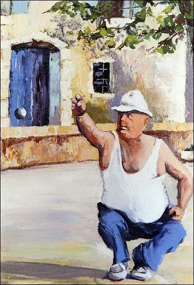 Ce joueur de pétanque est droitier.