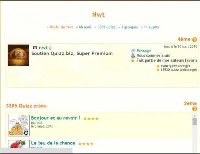 Nwt est Soutien Quizz.biz et Super Premium.