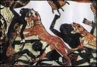 Sur la paroi du coffre de la tombe de quel pharaon est représentée une scène de bataille où des chiens brisent violemment les lignes ennemies de combattants nubiens ?