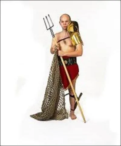 Dans les jeux du cirque romain, comment appelait-on un gladiateur combattant avec un filet, un trident (d'une longueur allant de 1.60m à 1.70m), et d'un poignard ?