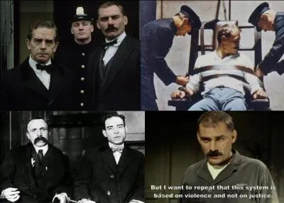 C'est un film dramatique et historique franco-italien. Il a été réalisé par Giuliano Montaldo.
Riccardo Cucciolla, Gian Maria Volontè, Geoffrey Keen font partie de la distribution. 
Je ne vous donnerais qu'un renseignement. Si vous écoutez une chanson de Joan Baez, « Here's to you », vous aurez la réponse.
Quel est ce film ?