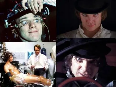 C'est un film de science-fiction, un drame et un thriller. Il a été réalisé par Stanley Kubrick.
Malcolm McDowell, Patrick Magee, Michael Bates font partie de la distribution. 
Avec sa bande, un adolescent hyperviolent, pervers s'attaque à un clochard, à un écrivain et à sa femme. Arrêté, il subira un traitement en expérimentation. Guéri, il sera libéré
Quel est ce film ?