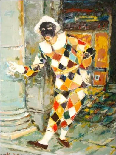 Mon costume est fait de losanges multicolores et je porte un masque noir. Qui suis-je ?