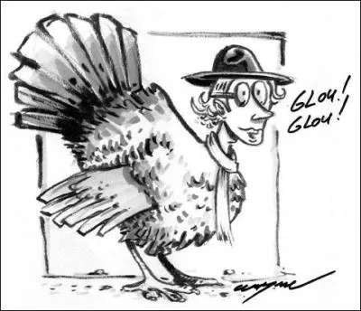 Glousser, s'esclaffer, rigoler :