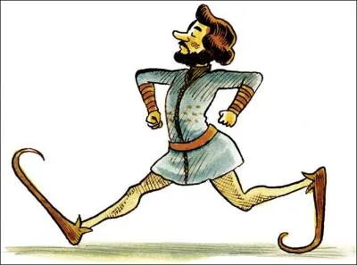 Chaussure à longue pointe relevée, à la mode aux XIVe et XVe siècles :