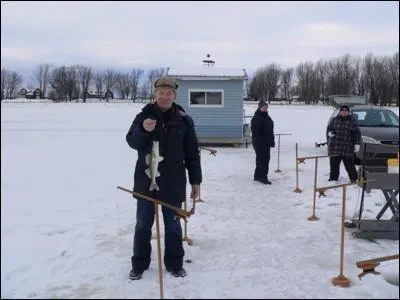 Poisson des chenaux, loche, petite morue ou poisson de Noël, il est pêché à travers un trou effectué dans la glace, au Québec :