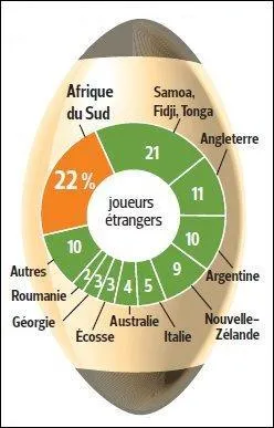 En France, le pourcentage de joueurs &eacute;trangers dans les &eacute;quipes du Top 14 atteint ...