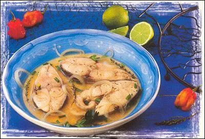 Plat antillais fait de poissons coupés en morceaux ou de fruits de mer cuits dans un court-bouillon épicé :