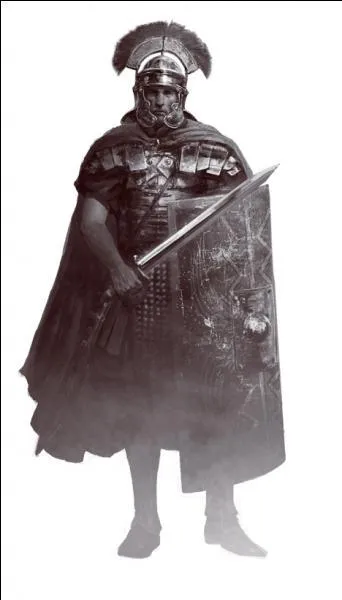 Le centurion portait son glaive du même côté que les légionnaires.