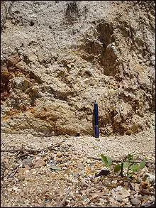 Comment appelle-t-on ce sable grossier formant une roche sédimentaire meuble souvent de couleur ocre en raison de présence d'oxyde de fer ?