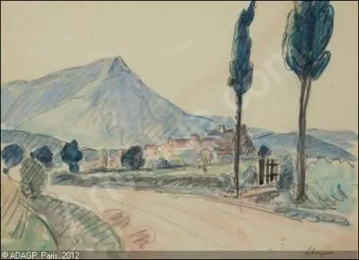 Qui a peint "Village au pied d'une montagne" ?