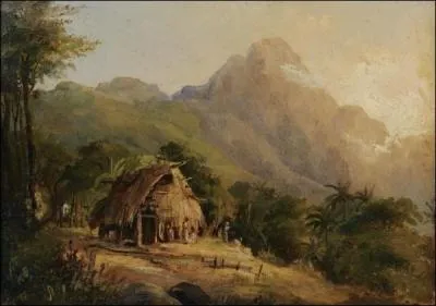 Qui a peint "Paysage de montagne et cabane" ?