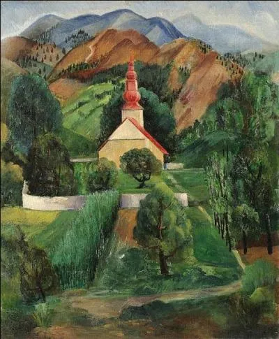 Qui a peint "L'église au pied de la montagne" ?