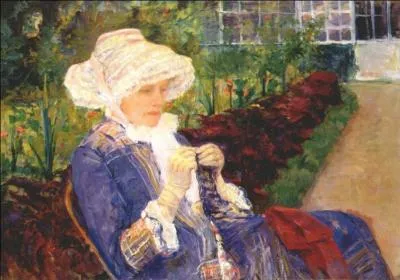 Quelle peintre a représenté sa soeur Lydia crochetant dans le jardin à Marly ?