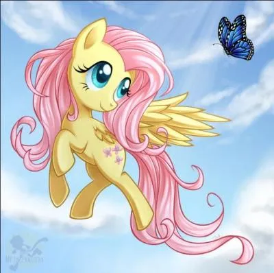 Dans "My Little Pony", quel est le nom de la ponette qui est très peureuse, gentille, douce, affectueuse et qui aime beaucoup les animaux, elle est jaune et a la crinière rose ?