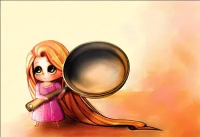 Que fait Raiponce quand-elle voit Flynn Rider pour la première fois ?