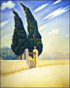 Qui a peint "Deux cyprès, mistral" ?