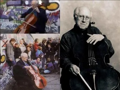 Ce musicien perdra la nationalité soviétique parce que « ses actes portait systématiquement préjudice au prestige de l'Union soviétique ». Il devient alors apatride. On le verra dans un concert improvisé le 11 novembre 1989 au pied d'un « sinistre lieu ».
Qui est ce violoncelliste ?