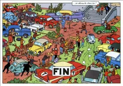 Quel album se termine par un rallye à Moulinsart ?