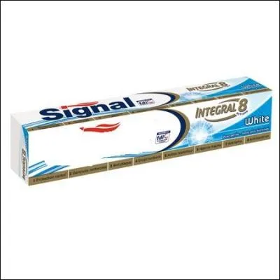 Quel est le nom de cette marque de dentifrice dont les rayures rouges sont caractéristiques et qui existe depuis 1961 ?