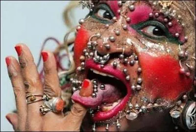 La personne qui détient le record du monde du nombre de piercings en porte :